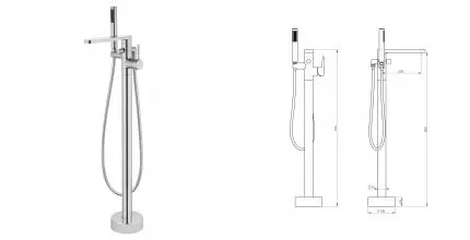 Напольный смеситель для ванны с душем «Wonzon & Woghand» Stick WW-88649901-CR хром