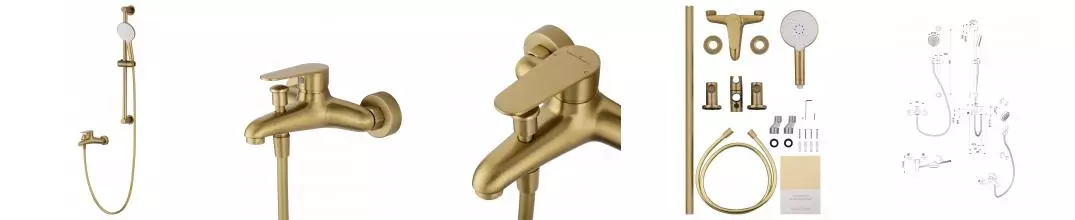 Смеситель для ванны с душем «Wonzon & Woghand» Alfa WW-AE3205-BG брашированное золото