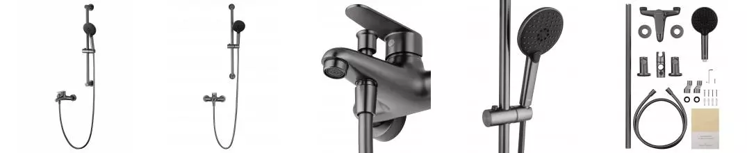 Смеситель для ванны с душем «Wonzon & Woghand» Alfa WW-AE3205-BGG тёмный графит