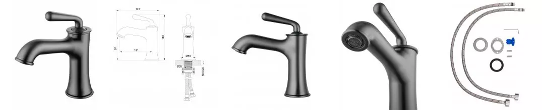 Смеситель для раковины «Wonzon & Woghand» Steam WW-88139008-BGM тёмный графит