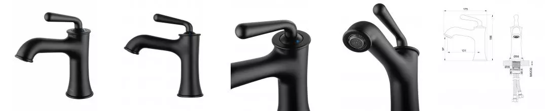 Смеситель для раковины «Wonzon & Woghand» Steam WW-88139008-MB чёрный матовый Смеситель для раковины «Wonzon & Woghand» Steam WW-88139008-MB чёрный матовый