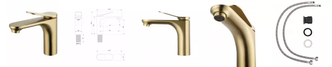 Смеситель для раковины WONZON & WOGHAND, Брашированное золото (WW-A40482-BG) · без серии, Wonzon & Woghand, WW-A40482-BG