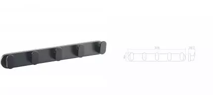 Вешалка с 5 крючками для ванной WONZON & WOGHAND CARBON, Чёрный (WW-7755) · Carbon, Wonzon & Woghand, WW-7755