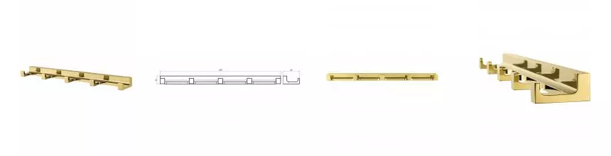 Вешалка с 5 крючками для ванной WONZON & WOGHAND ECLIPSE, Глянцевое золото (WW-9155-LG) · Eclipse, Wonzon & Woghand, WW-9155-LG