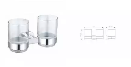 Два стакана для зубных щеток с держателем WONZON & WOGHAND FIRST, Хром (WW-8428) · First, Wonzon & Woghand, WW-8428