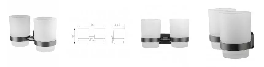 Два стакана для зубных щеток с держателем WONZON & WOGHAND GRAFFITY, Тёмный графит (WW-9328-GM) · Graffity, Wonzon & Woghand, WW-9328-GM