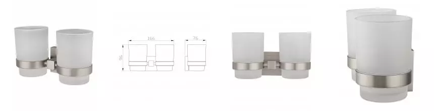 Два стакана для зубных щеток с держателем WONZON & WOGHAND POLO, Брашированный никель (WW-8928-BN) · Polo, Wonzon & Woghand, WW-8928-BN