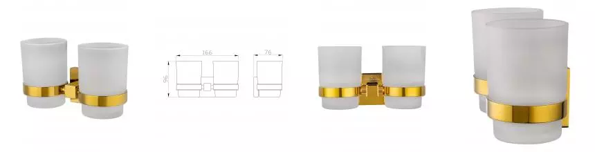 Два стакана для зубных щеток с держателем WONZON & WOGHAND POLO, Тёмное золото (WW-8928-DG) · Polo, Wonzon & Woghand, WW-8928-DG