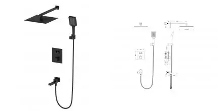 Душевая система с термостатом встраиваемая WONZON & WOGHAND, Черный матовый (WW-88929003-MB) · Wonzon & Woghand, WW-88929003-MB