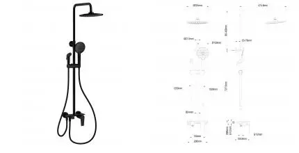 Душевая система с техническим душем WONZON & WOGHAND, Черный матовый (WW-A30874-MB) · Wonzon & Woghand, WW-A30874-MB