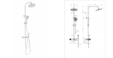 Душевая система с техническим душем и термостатом WONZON & WOGHAND, Белый матовый (WW-B3097-A-MW) · Wonzon & Woghand, WW-B3097-A-MW