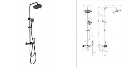 Душевая система с техническим душем и термостатом WONZON & WOGHAND, Черный матовый (WW-B3097-A-MB) · Wonzon & Woghand, WW-B3097-A-MB Душевая система с техническим душем и термостатом WONZON & WOGHAND, Черный матовый (WW-B3097-A-MB) · Wonzon & Woghand, WW-B3097-A-MB