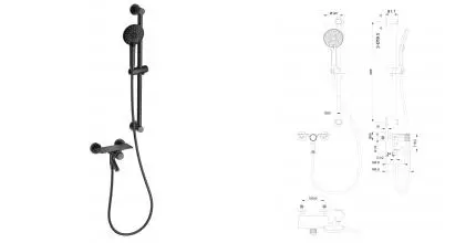 Смеситель для ванны с душем «Wonzon & Woghand» Click WW-FE05L222-BGG тёмный графит