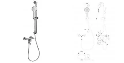 Смеситель для ванны с душем «Wonzon & Woghand» Click WW-FE05L222-CR хром