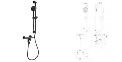 Смеситель для ванны с душем «Wonzon & Woghand» Click WW-FE05L222-MB чёрный матовый