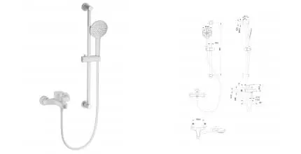 Смеситель для ванны с душевым гарнитуром WONZON & WOGHAND, Белый матовый (WW-C2501-MW) · без серии, Wonzon & Woghand, WW-C2501-MW