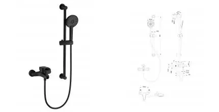 Смеситель для ванны с душевым гарнитуром WONZON & WOGHAND, Черный матовый (WW-C2501-MB) · без серии, Wonzon & Woghand, WW-C2501-MB Смеситель для ванны с душевым гарнитуром WONZON & WOGHAND, Черный матовый (WW-C2501-MB) · без серии, Wonzon & Woghand, WW-C2501-MB