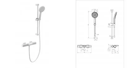 Смеситель для ванны с душевым гарнитуром и термостатом WONZON & WOGHAND Plate, Белый матовый (WW-C2017-A-MW) · Plate, Wonzon & Woghand, WW-C2017-A-MW