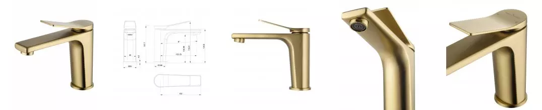 Смеситель для раковины WONZON & WOGHAND, Брашированное золото (WW-XH-012-BG) · без серии, Wonzon & Woghand, WW-XH-012-BG