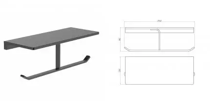 Двойной держатель для туалетной бумаги с полкой WONZON & WOGHAND ECLIPSE, Тёмный графит (WW-9156-BGM) · Eclipse, Wonzon & Woghand, WW-9156-BGM