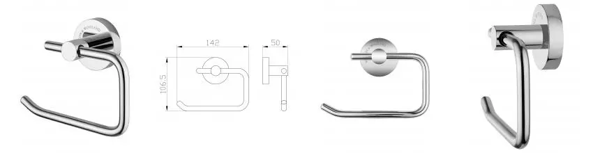 Держатель для туалетной бумаги без крышки WONZON & WOGHAND EASY, Хром (WW-8116) · Easy, Wonzon & Woghand, WW-8116