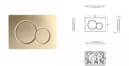 Кнопка смыва для инсталляции механическая WONZON & WOGHAND, Брашированное золото (WW-IB232-BG) · Wonzon & Woghand, WW-IB232-BG