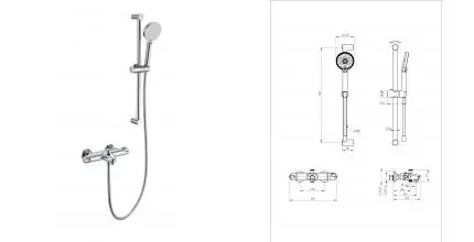 Смеситель для ванны с душевым гарнитуром и термостатом WONZON & WOGHAND, Хром (WW-C2001-A-CR) · без серии, Wonzon & Woghand, WW-C2001-A-CR