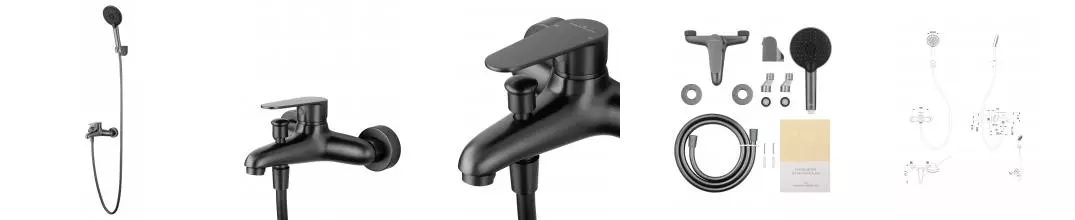 Смеситель для ванны с душем «Wonzon & Woghand» Alfa WW-AE3204-BGG тёмный графит Смеситель для ванны с душем «Wonzon & Woghand» Alfa WW-AE3204-BGG тёмный графит