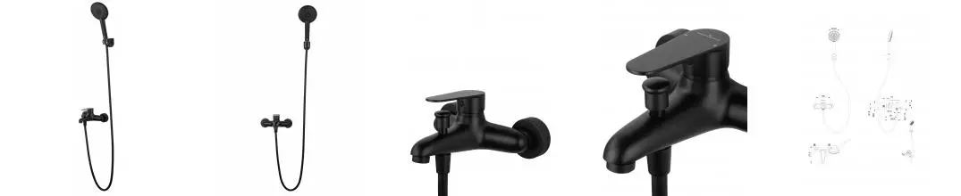 Смеситель для ванны с душем «Wonzon & Woghand» Alfa WW-AE3204-MB чёрный матовый Смеситель для ванны с душем «Wonzon & Woghand» Alfa WW-AE3204-MB чёрный матовый