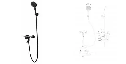 Смеситель для ванны с душем «Wonzon & Woghand» Click WW-FE05L221-MB чёрный матовый Смеситель для ванны с душем «Wonzon & Woghand» Click WW-FE05L221-MB чёрный матовый