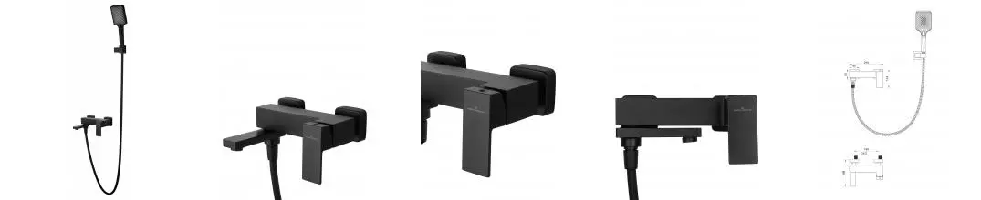 Смеситель для ванны с душем «Wonzon & Woghand» Cube WW-88639016-MB чёрный матовый