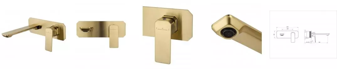 Смеситель для раковины «Wonzon & Woghand» Diamond WW-88869011-BG брашированное золото