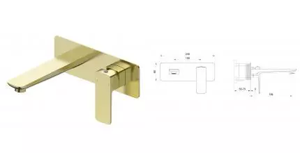 Смеситель для раковины «Wonzon & Woghand» Edge WW-88869003-BG брашированное золото