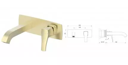 Смеситель для раковины «Wonzon & Woghand» Flex WW-88869072-BG брашированное золото