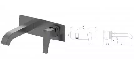 Смеситель для раковины «Wonzon & Woghand» Flex WW-88869072-BGM тёмный графит