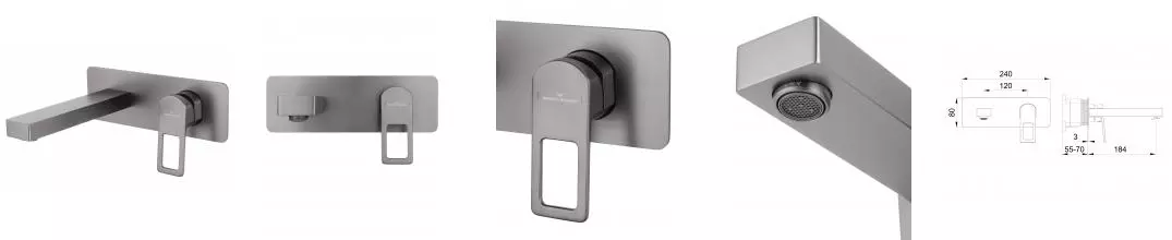 Смеситель для раковины «Wonzon & Woghand» Frame WW-88869010-BGM тёмный графит Смеситель для раковины «Wonzon & Woghand» Frame WW-88869010-BGM тёмный графит