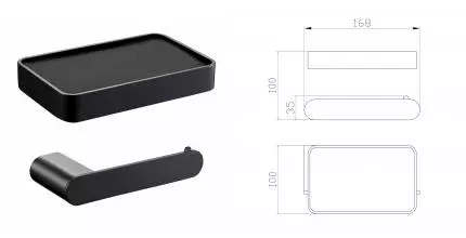 Держатель для туалетной бумаги с полкой WONZON & WOGHAND CARBON, Чёрный (WW-7726) · Carbon, Wonzon & Woghand, WW-7726
