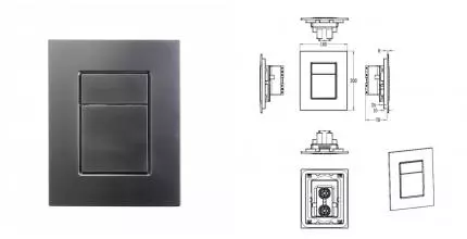 Кнопка смыва для инсталляции пневматическая WONZON & WOGHAND, Тёмный графит (WW-IB256-BGM) · Wonzon & Woghand, WW-IB256-BGM