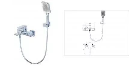 Смеситель для ванны с душем «Wonzon & Woghand» Edge WW-88639003A-CR хром Смеситель для ванны с душем «Wonzon & Woghand» Edge WW-88639003A-CR хром