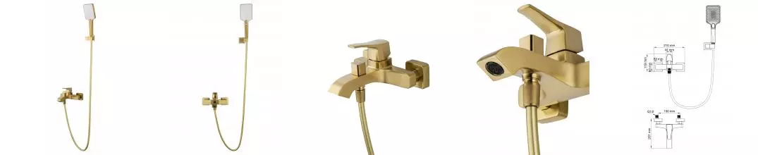 Смеситель для ванны с душем «Wonzon & Woghand» Flex WW-88037072-BG брашированное золото Смеситель для ванны с душем «Wonzon & Woghand» Flex WW-88037072-BG брашированное золото