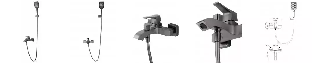 Смеситель для ванны с душем «Wonzon & Woghand» Flex WW-88037072-BGM тёмный графит Смеситель для ванны с душем «Wonzon & Woghand» Flex WW-88037072-BGM тёмный графит