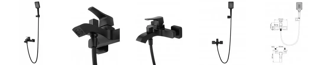 Смеситель для ванны с душем «Wonzon & Woghand» Flex WW-88037072-MB чёрный матовый Смеситель для ванны с душем «Wonzon & Woghand» Flex WW-88037072-MB чёрный матовый