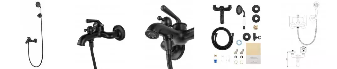 Смеситель для ванны с душем «Wonzon & Woghand» Steam WW-88639008-MB чёрный матовый Смеситель для ванны с душем «Wonzon & Woghand» Steam WW-88639008-MB чёрный матовый