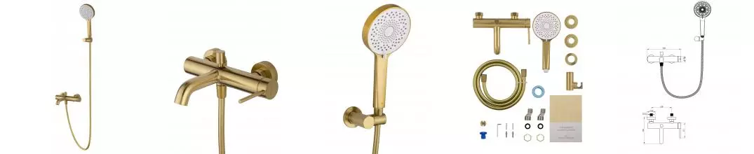 Смеситель для ванны с душем «Wonzon & Woghand» Stick WW-88639017-BG брашированное золото Смеситель для ванны с душем «Wonzon & Woghand» Stick WW-88639017-BG брашированное золото