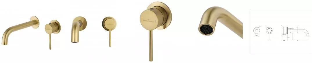 Смеситель для раковины «Wonzon & Woghand» Stick WW-88869017-BG брашированное золото