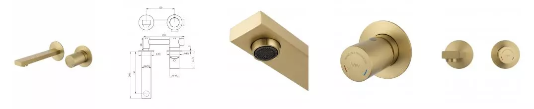 Смеситель для раковины встраиваемый WONZON & WOGHAND, Брашированное золото (WW-105-BG) · без серии, Wonzon & Woghand, WW-105-BG