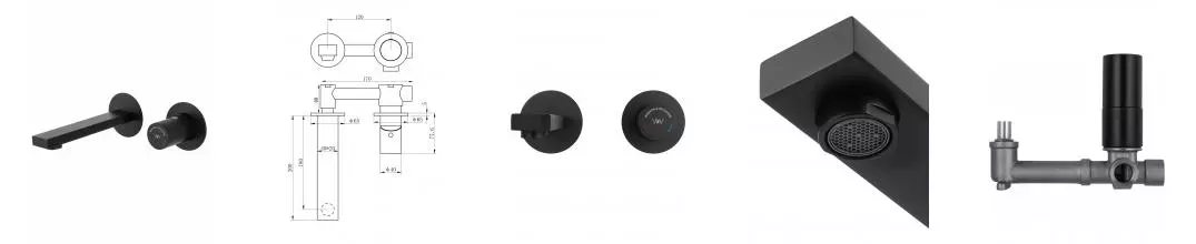 Смеситель для раковины встраиваемый WONZON & WOGHAND, Чёрный матовый (WW-105-MB) · без серии, Wonzon & Woghand, WW-105-MB