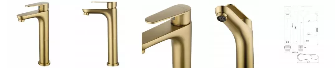 Смеситель для раковины «Wonzon & Woghand» Alfa WW-A40232-BG брашированное золото Смеситель для раковины «Wonzon & Woghand» Alfa WW-A40232-BG брашированное золото