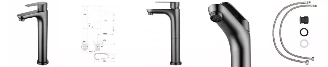 Смеситель для раковины «Wonzon & Woghand» Alfa WW-A40232-BGG тёмный графит Смеситель для раковины «Wonzon & Woghand» Alfa WW-A40232-BGG тёмный графит