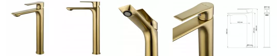 Смеситель для раковины «Wonzon & Woghand» Brilliant WW-88019079-BG брашированное золото